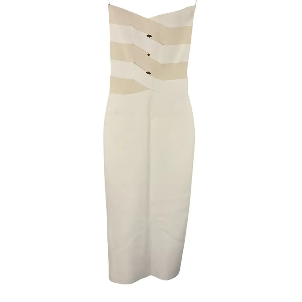 Dion Lee Strapless Cream Interlocking Weave Midi Dress Size S - Picture 2 of 6